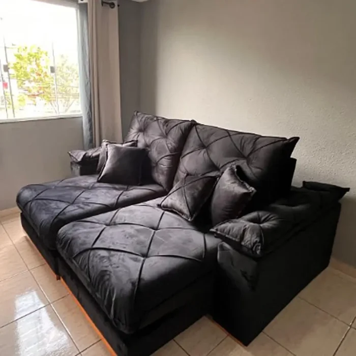 Sofá Gran Plus com Molas Ensacadas 4 Lugares Retrátil e Reclinável 230cm Tecido Veludo Império (pr) - Imagem 6