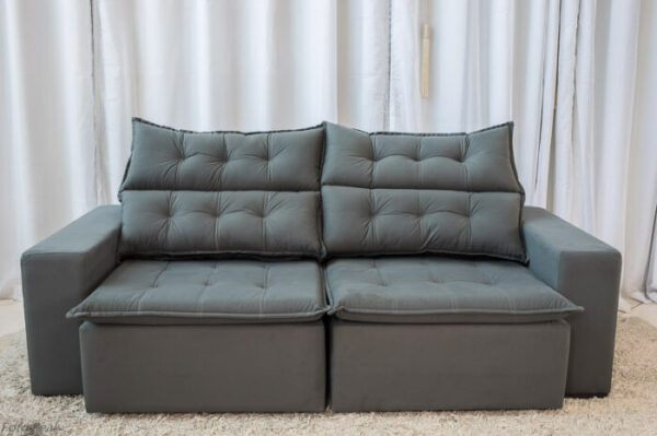 Sofá Carioca 4 Lugares Retrátil E Reclinável 230cm Tecido Veludo (pr)