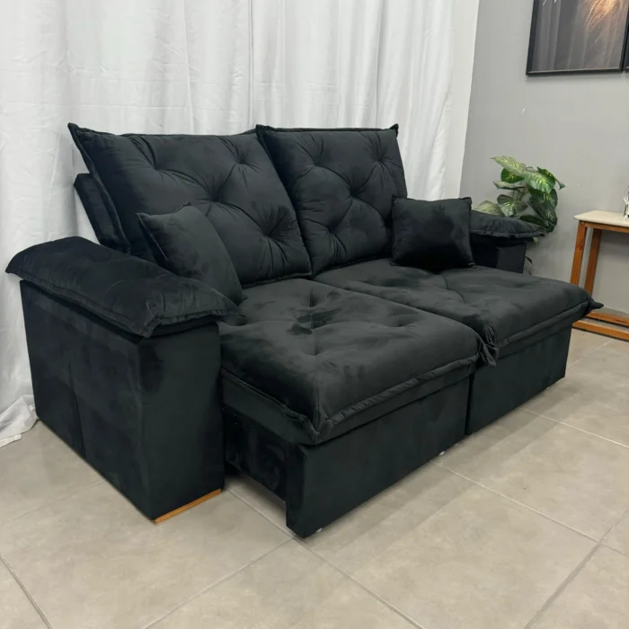 Sofá Porto Madero 4 Lugares Retrátil e Reclinável 230cm Tecido Veludo Imperial Decor (tt-pr) - Imagem 5