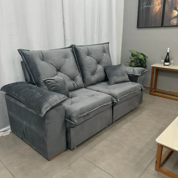 Sofá Porto Madero 4 Lugares Retrátil e Reclinável 230cm Tecido Veludo Imperial Decor (tt-pr)