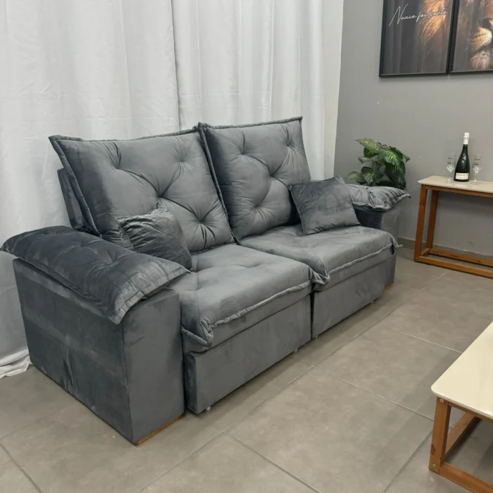 Sofá Porto Madero 4 Lugares Retrátil e Reclinável 230cm Tecido Veludo Imperial Decor (tt-pr)
