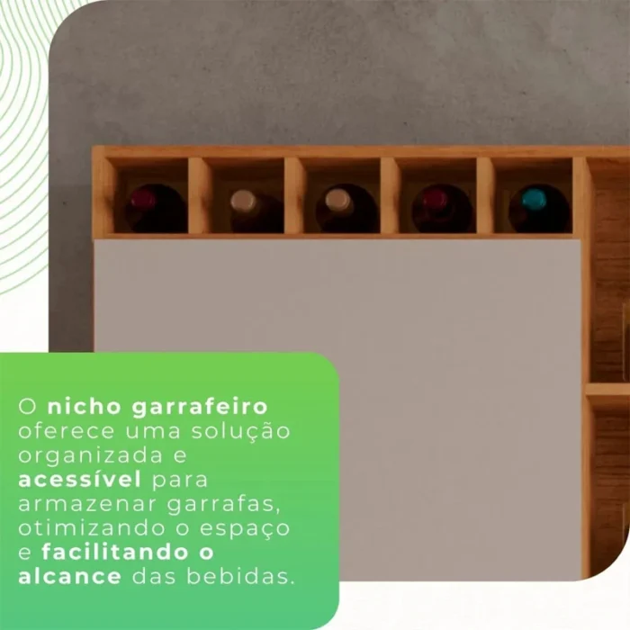 Armário Cozinha New Topázio Cinamomo/Off 6 Portas 2 Gavetas Larg. 1.65m - Sallêto-rf - Imagem 10