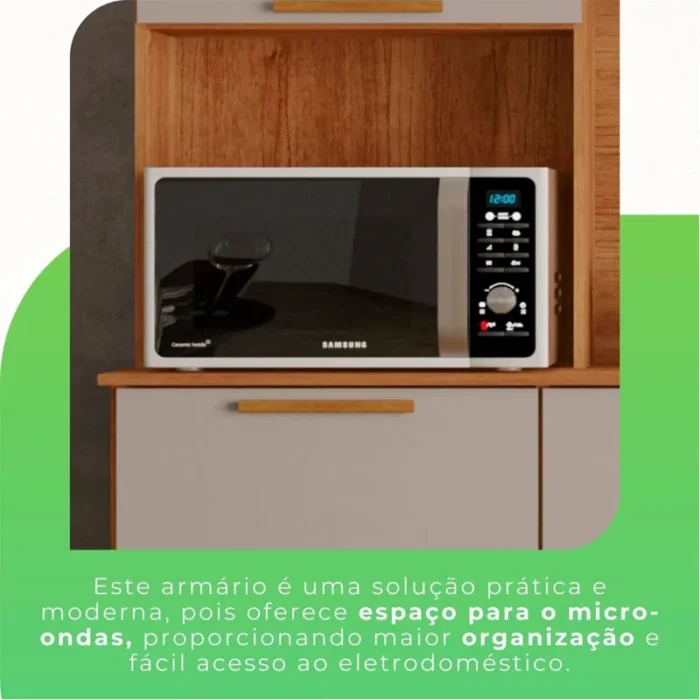 Armário Cozinha New Topázio Cinamomo/Off 6 Portas 2 Gavetas Larg. 1.65m - Sallêto-rf - Imagem 9