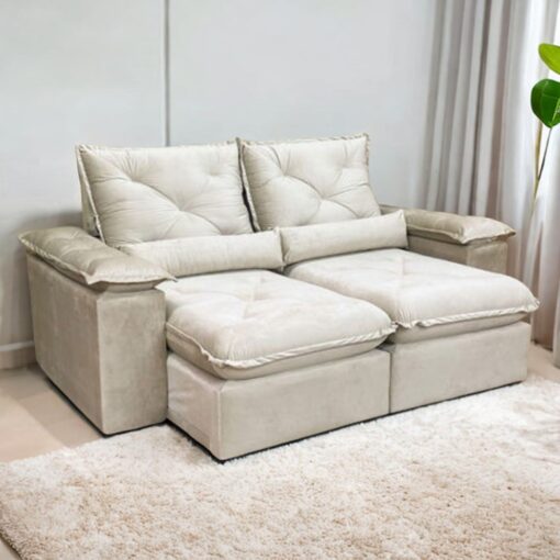 Sofá Retrátil e Reclinável Brasão 2,00 m Veludo  – MD ESTOFADOS.T