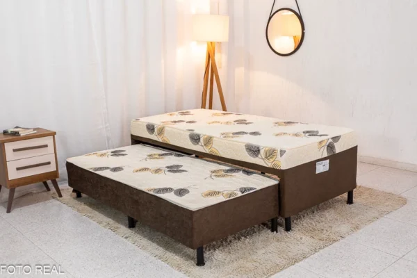 Cama Solteiro Unibox C/ Cama auxiliar Sonho Bom Marrom - Nosso Sonho D28 (RF)