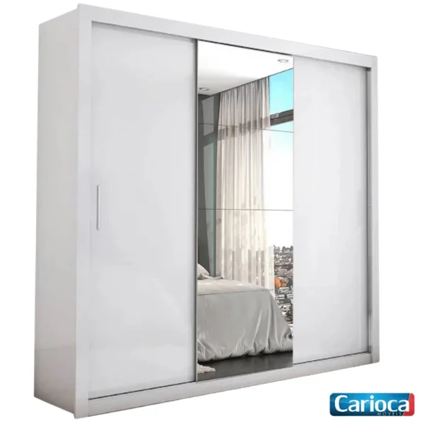 Roupeiro Casal Veneza 3 Portas 4 Gavetas C/ 1 Espelho Larg. 1.88m - Carioca (rf-tt-rn)