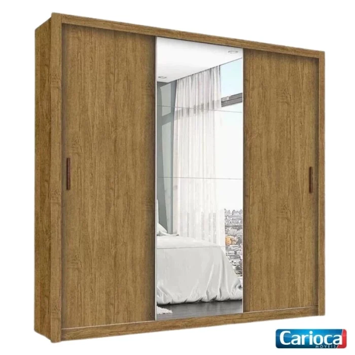 Roupeiro Casal Veneza 3 Portas 4 Gavetas C/ 1 Espelho Larg. 1.88m - Carioca (rf-tt-rn) - Imagem 6