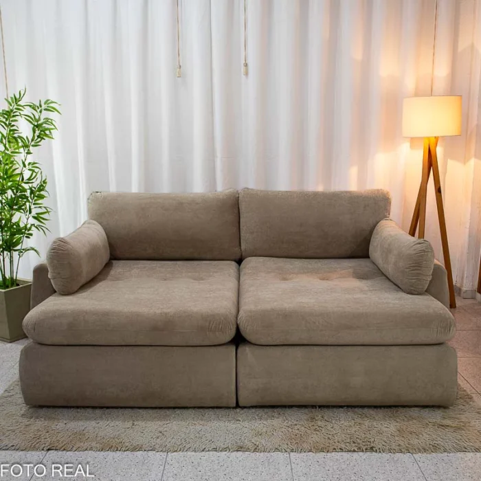 Sofá Retrátil Amaranto Premium 2.30m Veludo Plush Prata - Sem Caixa (rf) - Imagem 6