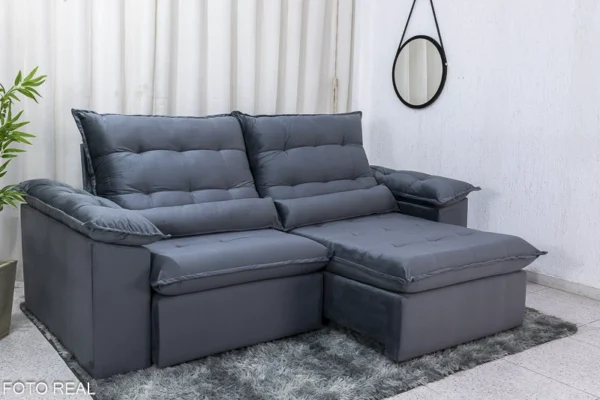 Sofá Retrátil Reclinável Emanuelly 2.30m Veludo  - D28 Soft (rf)