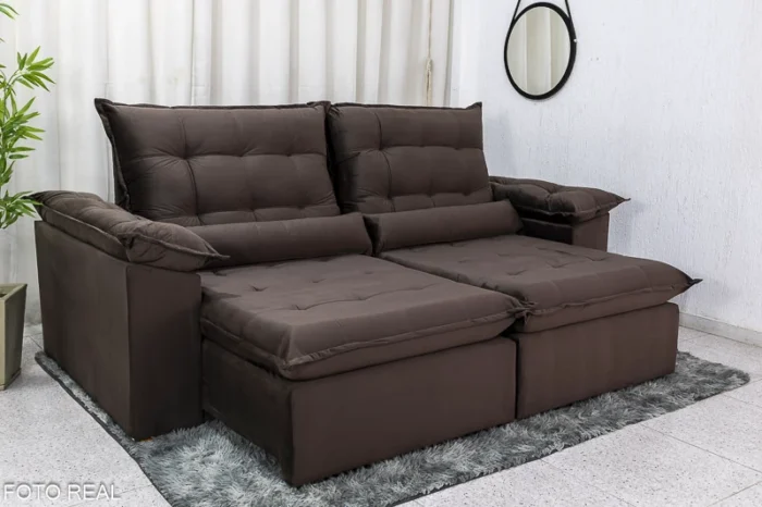 Sofá Retrátil Reclinável Emanuelly 2.30m Veludo  - D28 Soft (rf) - Imagem 7