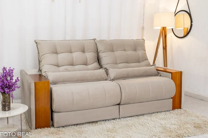 Sofá Retrátil Reclinável Gênova 2.30m Veludo - Molas Ensacadas (rf) - Imagem 6