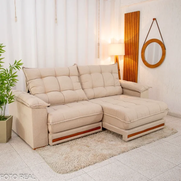 Sofá Retrátil Reclinável Barcelona 2.30m Veludo - D28 e Molas Ensacadas (rf)