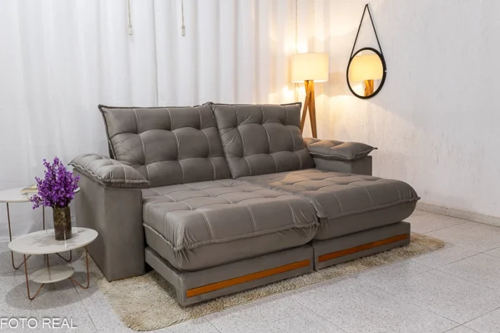 Sofá Retrátil Reclinável Barcelona 2.30m Veludo - D28 e Molas Ensacadas (rf) - Imagem 6