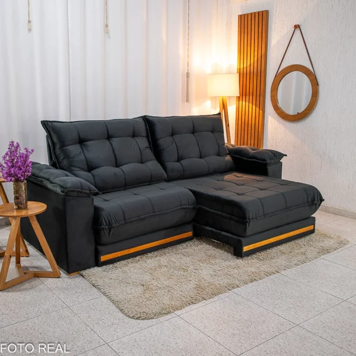 Sofá Retrátil Reclinável Barcelona 2.30m Veludo - D28 e Molas Ensacadas (rf) - Imagem 4