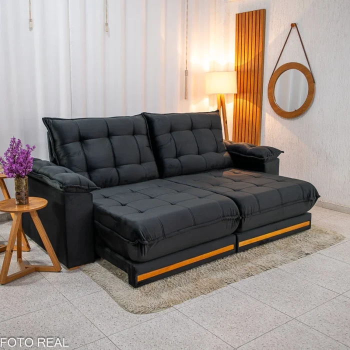 Sofá Retrátil Reclinável Barcelona 2.30m Veludo - D28 e Molas Ensacadas (rf) - Imagem 5