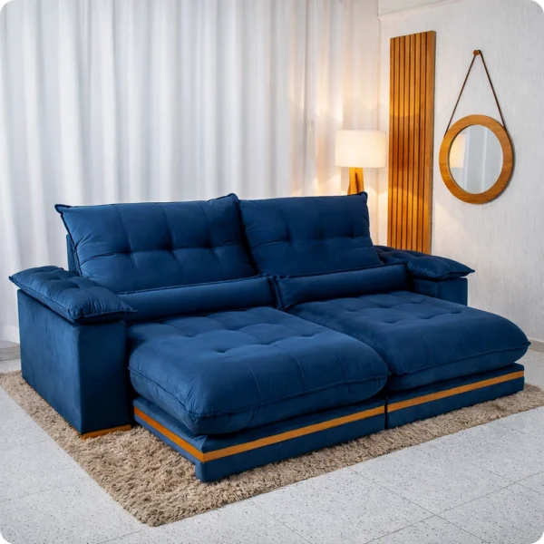 Sofá Retrátil Reclinável Ibis 2.30m Veludo  - D33 e Molas Ensacadas.R