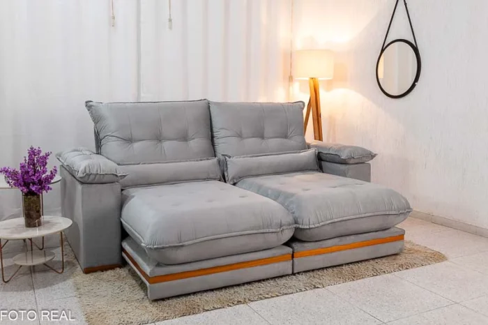 Sofá Retrátil Reclinável Gênova 2.30m Veludo  - Molas Ensacadas (rf) - Imagem 6