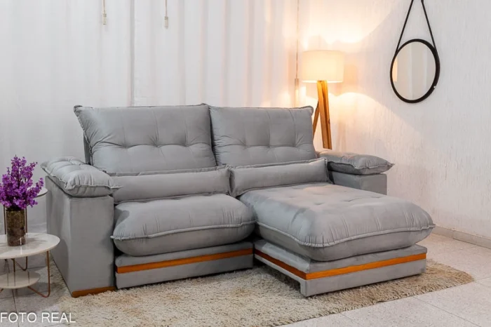 Sofá Retrátil Reclinável Gênova 2.30m Veludo  - Molas Ensacadas (rf) - Imagem 7