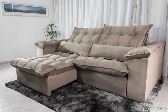 Sofá Antonelle 4 Lugares Retrátil e Reclinável Tecido Veludo 230cm Boareto (pr) - Imagem 4
