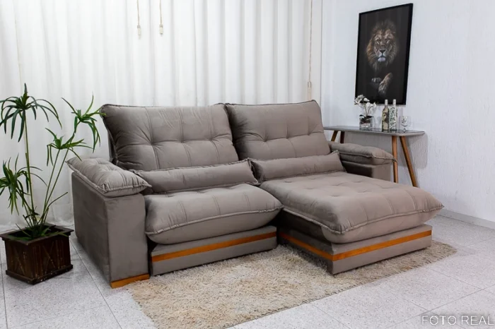 Sofá Retrátil Reclinável Gênova 2.30m Veludo  - Molas Ensacadas (rf) - Imagem 3