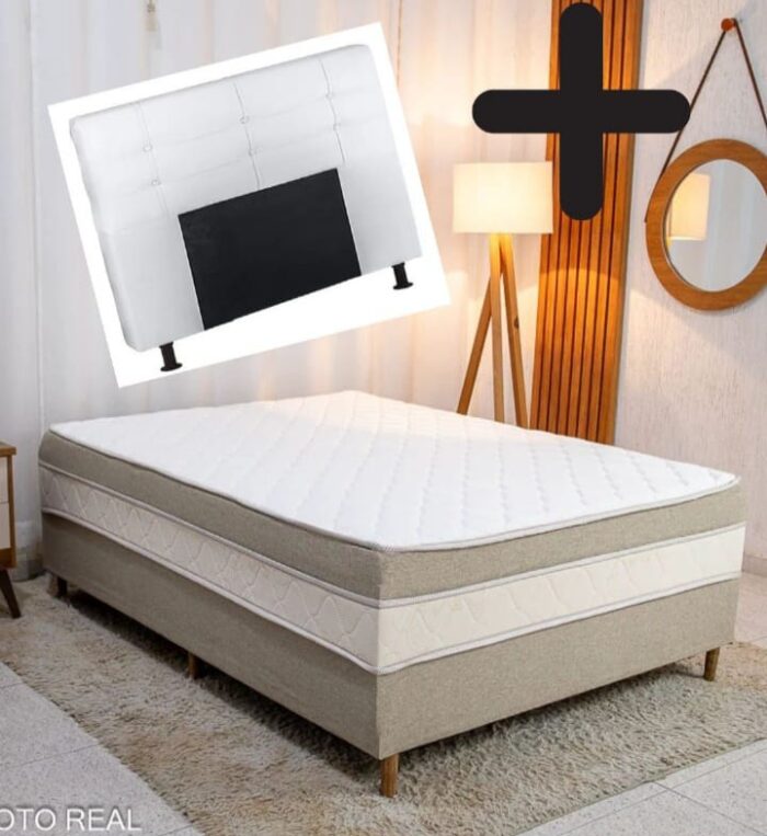 Cama Box Casal Sonho Bom Premium Ortopédica D33 138x188x62 + Cabeceira Casal (rf-rn-pr)