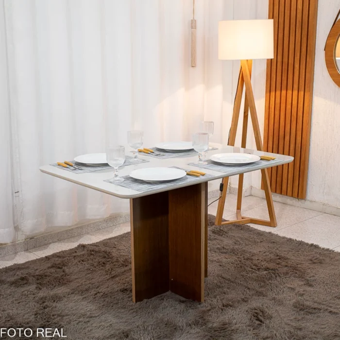 Mesa de Jantar Moscou 120x80 Cinamomo/Off Tampo Vidro Off 4 Cadeiras Londres Veludo Madeira Maciça Minas Plac - (rf) - Imagem 15