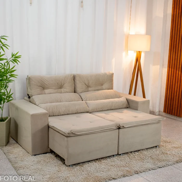 Sofá Retrátil Reclinável Bia 1.95m Veludo  - D28 (rf) - Imagem 2