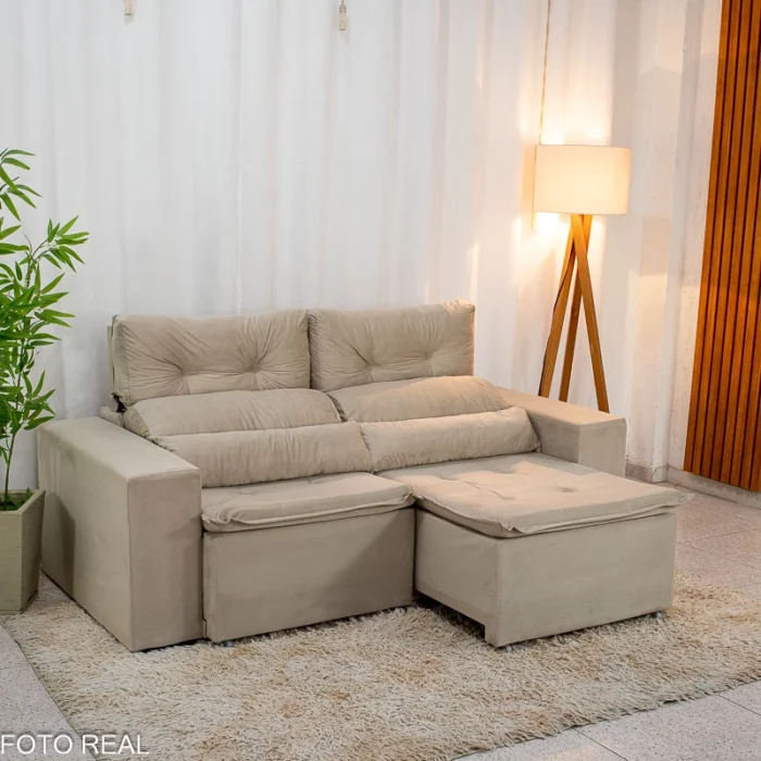 Sofá Retrátil Reclinável Bia 1.95m Veludo  - D28 (rf) - Imagem 3