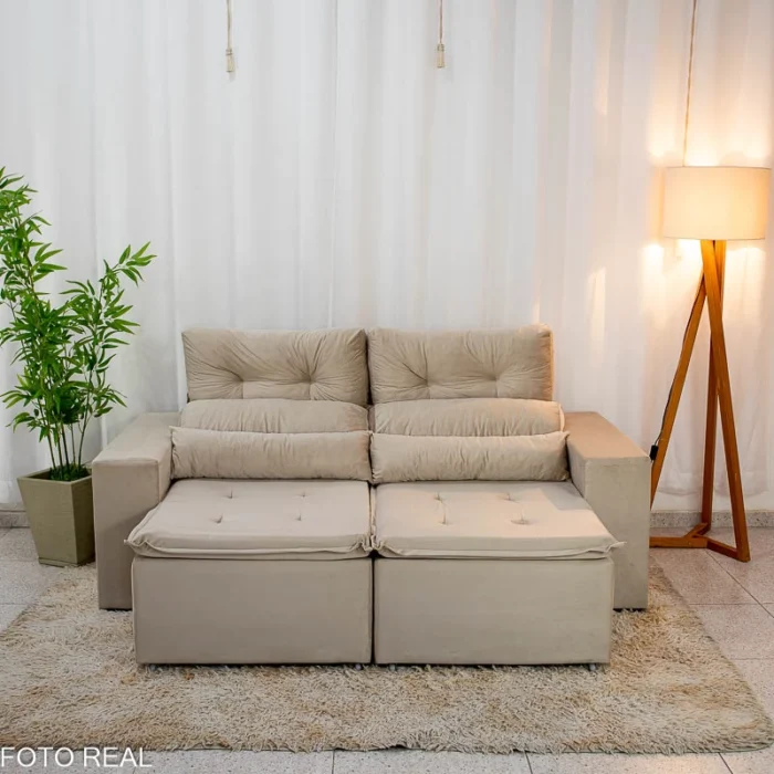 Sofá Retrátil Reclinável Bia 1.95m Veludo  - D28 (rf) - Imagem 4