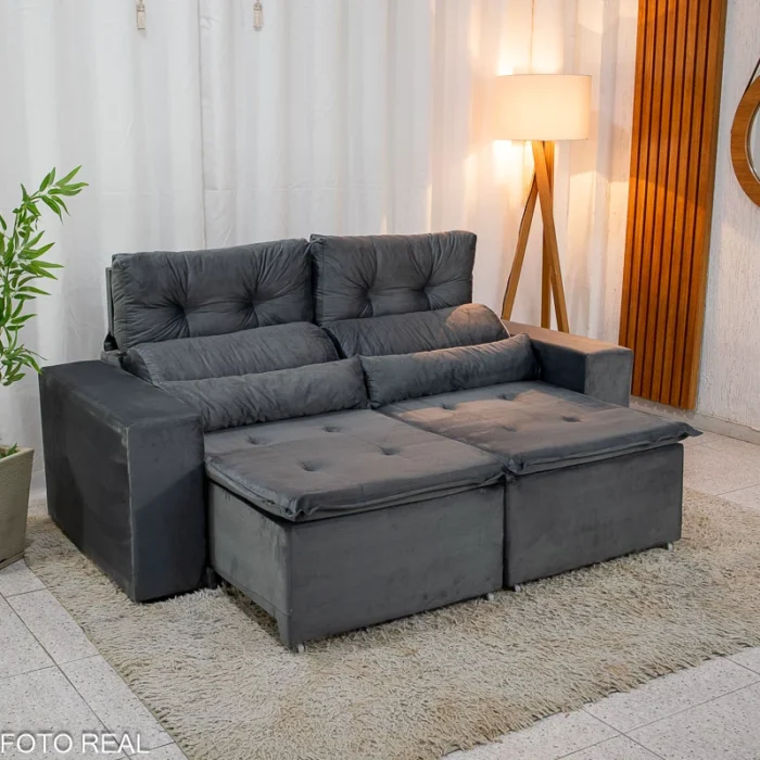Sofá Retrátil Reclinável Bia 1.95m Veludo  - D28 (rf) - Imagem 5