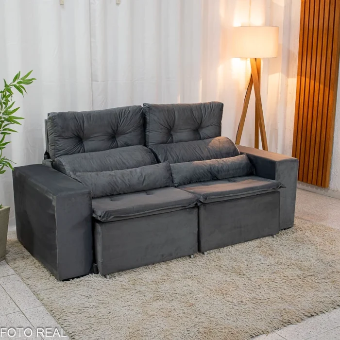 Sofá Retrátil Reclinável Bia 1.95m Veludo  - D28 (rf) - Imagem 6