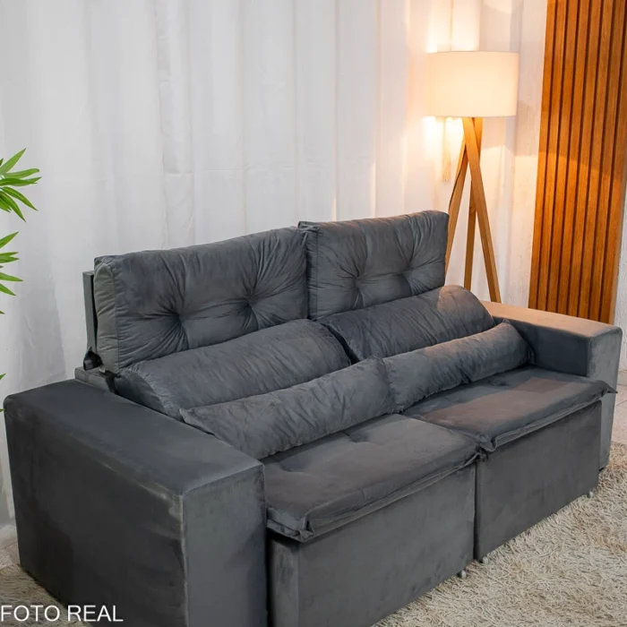 Sofá Retrátil Reclinável Bia 1.95m Veludo  - D28 (rf) - Imagem 8
