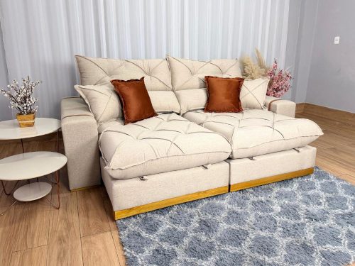Sofá Retrátil Reclinável Pleno 2.10m – Bege Linho.L