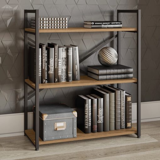 Estante Baixa 3 Prateleiras LI007 Freijo/Preto Fosco – KAPPESBERG tt