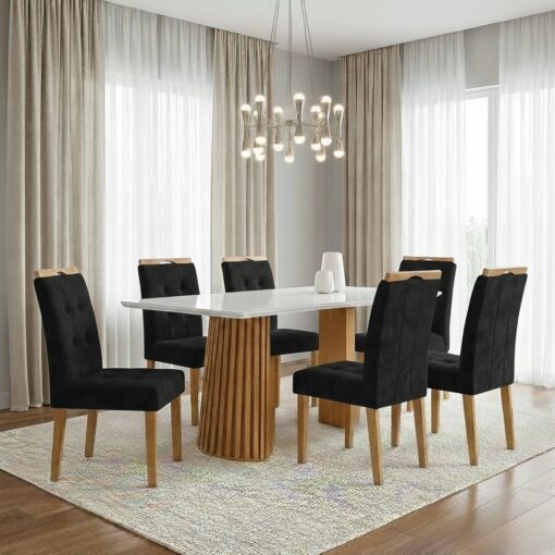 Mesa Nevada 170 (Tampo Smart Plus) Cinamomo/Off White com 6 Cadeiras Sophia Veludo – CEL MÓVEIS + WM DECOR tt - Imagem 10