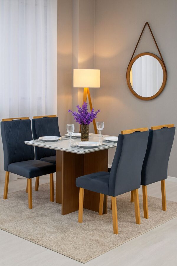 Mesa de Jantar Los Angeles 90x90cm com 4 Cadeiras Minas Plac.P