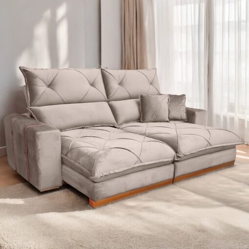 Sofá Retrátil e Reclinável Gran Light 2,00 m Veludo marrom– QUINE ESTOFADOS.(T) - Imagem 3