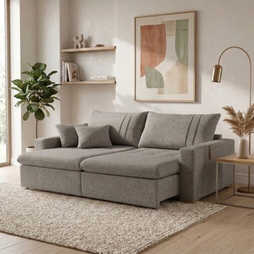 Sofá Cama Retrátil Moscou 2,30 m Linho – CONFORT LAR ESTOFADOS tt