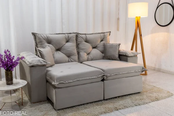 Sofá Retrátil Reclinável Porto Madri 2.00m Veludo - D28 Pró Aditivada.R