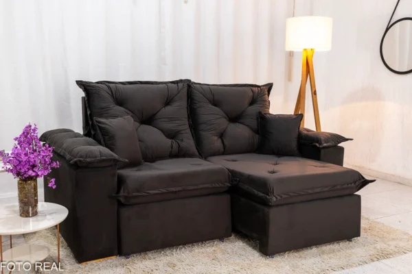 Sofá Retrátil Reclinável Porto Madri 2.00m Veludo - D28 Pró Aditivada.R