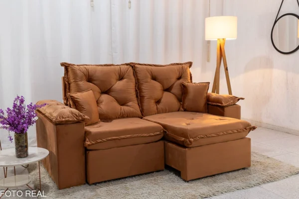 Sofá Retrátil Reclinável Porto Madri 2.00m Veludo - D28 Pró Aditivada.R