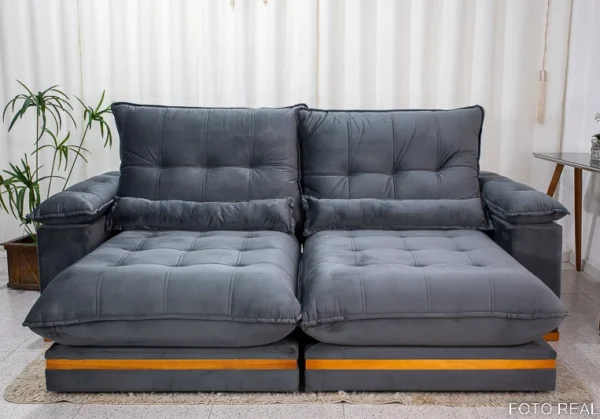 Sofá Retrátil Reclinável Ibis 2.30m Veludo  - D33 e Molas Ensacadas.R