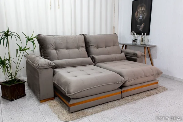 Sofá Retrátil Reclinável Ibis 2.30m Veludo  - D33 e Molas Ensacadas.R
